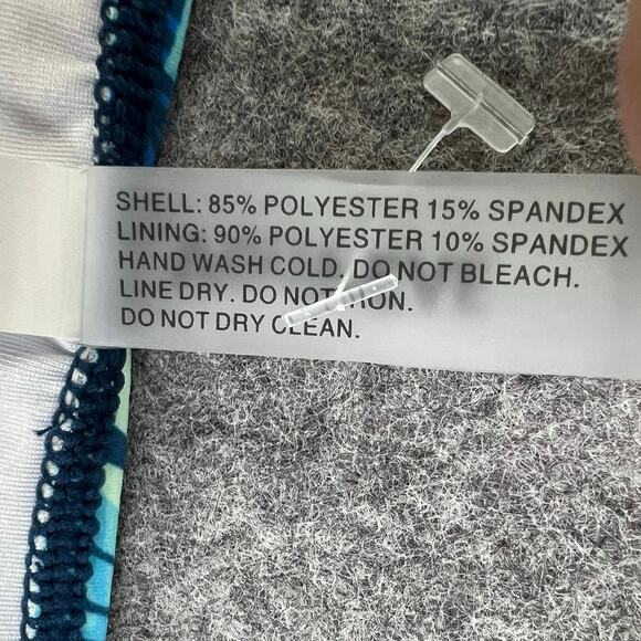 Aqua Eve Tankini Top Women L Blue Tropical Leaves Ruched Tummy Control Beach - Picture 14 of 15